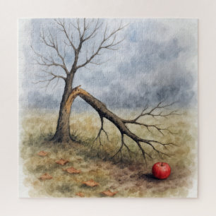 Watercolor Broken Apple Tree Jigsaw Puzzle
