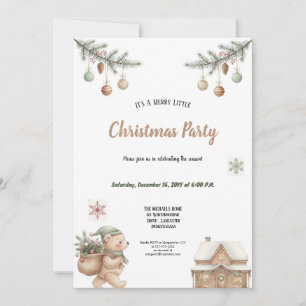 WATERCOLOR BROWN AND GREEN CHRISTMAS PARTY  INVITATION