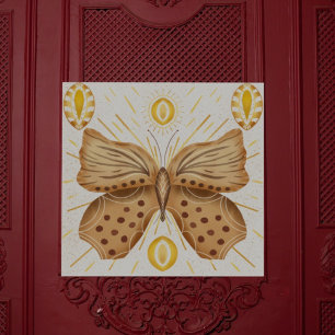Watercolor Brown Butterfly Sun Celestial Accents Poster