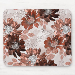 Watercolor brown grey floral pattern. mouse pad