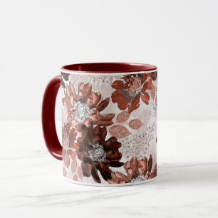 Watercolor brown grey floral pattern. mug