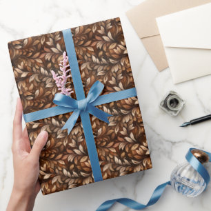 Watercolor Brown Leaves Wrapping Paper
