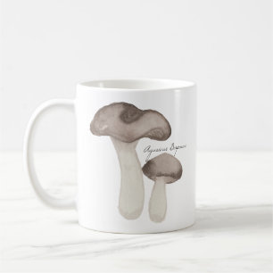 Watercolor Brown Mushroom Mug Agaricus Bisporus