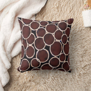 Watercolor brown overlapping circles cushion