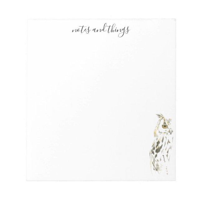 Watercolor Brown Owl  Notepad (Front)