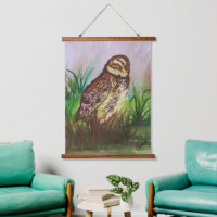 Watercolor Brown Owl with Green Leaves Background