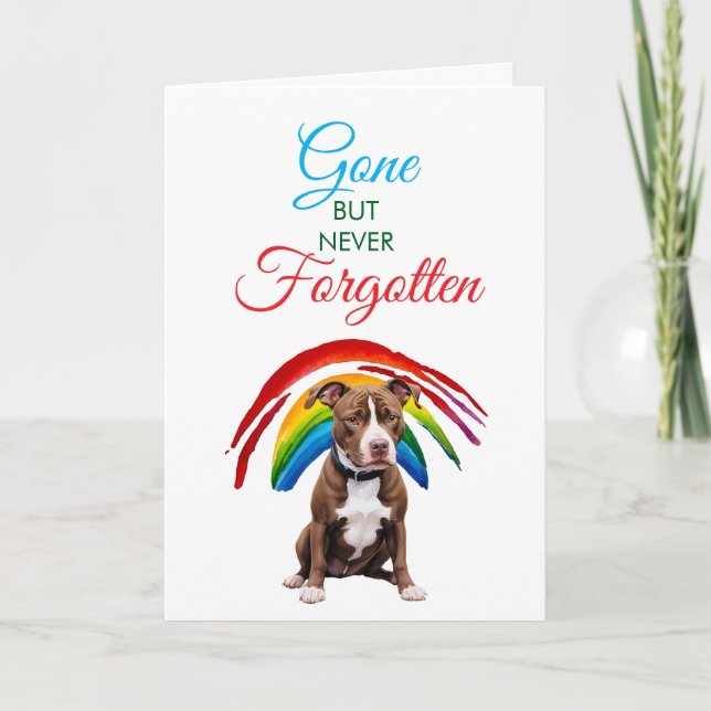 Watercolor Brown Pitbull Pet Loss Sympathy Card (Front)