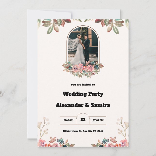 Watercolor Brown Wedding Invitation (Front)
