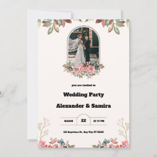 Watercolor Brown Wedding Invitation