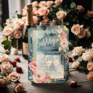 Watercolor brunch and bubbly bridal shower invitation
