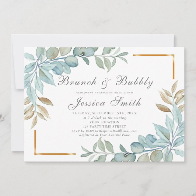 Watercolor Brunch and Bubbly Invitation (Front)
