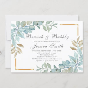 Watercolor Brunch and Bubbly Invitation