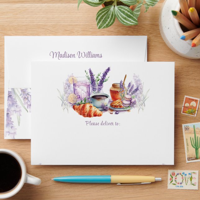 Watercolor Brunch Birthday Personalised Envelope (Desk)