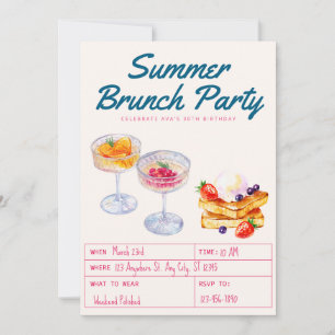 Watercolor Brunch Party Adult Birthday  Invitation