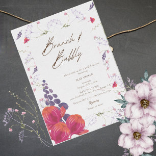 Watercolor Brunch Wildflower Bridal Shower Invitation