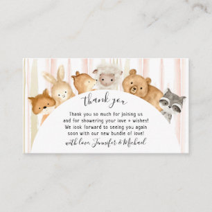 Watercolor Brush Forest Baby Animals Thank You Enclosure Card
