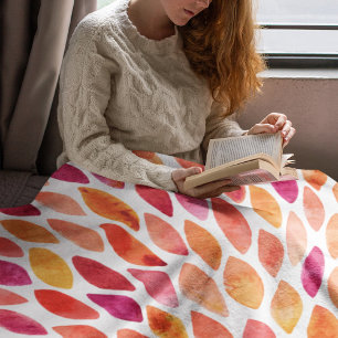 Watercolor brush stroke burst yellow and orange fleece blanket