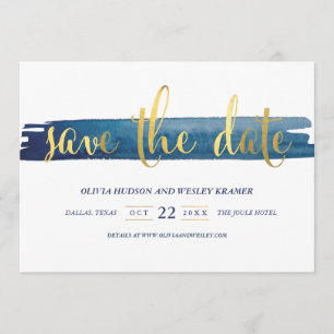 Watercolor Brush Stroke Faux Foil Save the Date