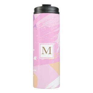 Watercolor Brush Stroke Monogram Thermal Tumbler