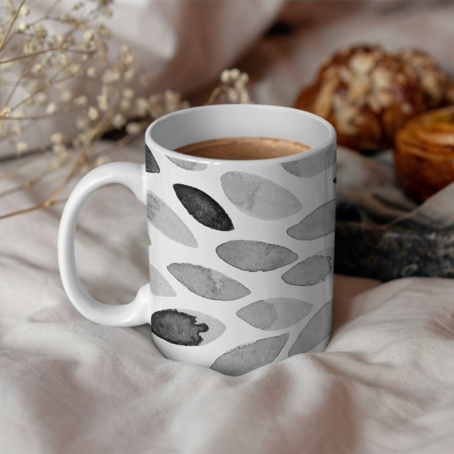 Watercolor brush strokes – black and white coffee mug (Creator Uploaded)