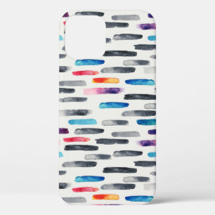 Watercolor brush strokes, colorful seamless patter iPhone 12 case
