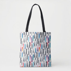 Watercolor brush strokes, colorful seamless patter tote bag