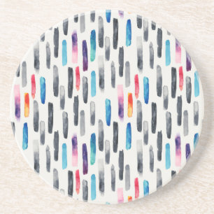 Watercolor brush strokes, colourful seamless patte coaster