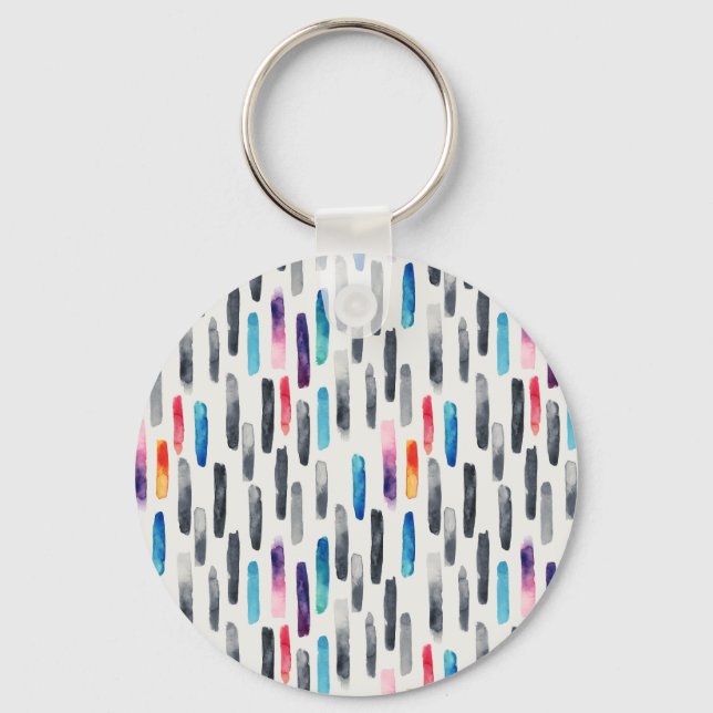 Watercolor brush strokes, colourful seamless patte key ring (Front)