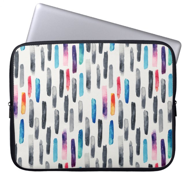 Watercolor brush strokes, colourful seamless patte laptop sleeve (Front)