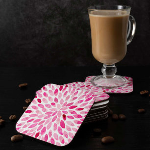 Watercolor brush strokes – pink palette square paper coaster