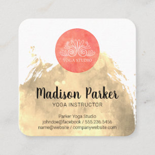 Watercolor Brushed Yoga Studio Instructor II Square Business Card