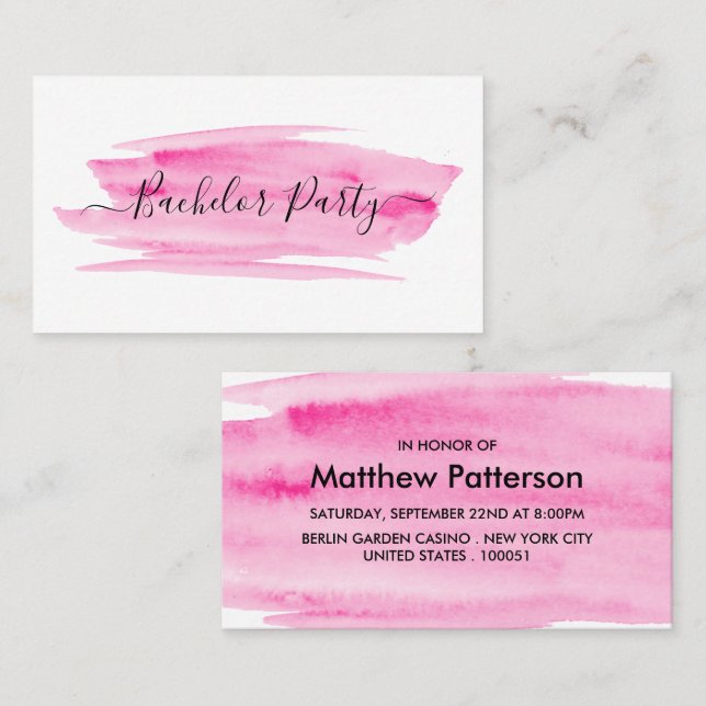 Watercolor Brushstroke Bachelor Party Ticket (Front/Back)