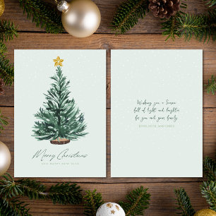 Watercolor Brushstroke Christmas Tree Non-Photo  Holiday Card
