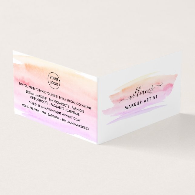 Watercolor Brushstroke, Make-up Artist Loyalty Business Card (Outside)