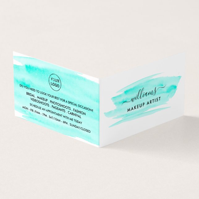 Watercolor Brushstroke, Makeup Artist Loyalty Business Card (Outside)