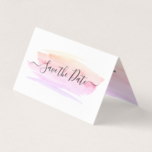 Watercolor Brushstroke Photo Save The Date Card (Front)