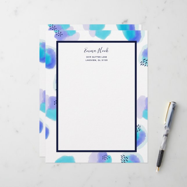 Watercolor Brushstrokes Letterhead (Front/Back In Situ)