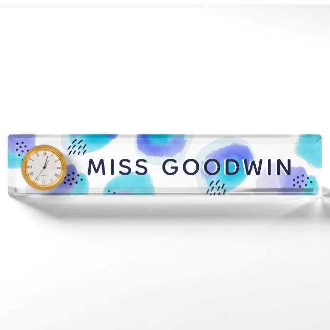 Watercolor Brushstrokes Nameplate (Front)
