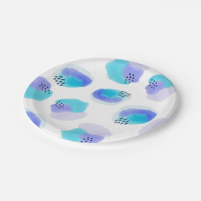 Watercolor Brushstrokes Paper Plate (Angled)