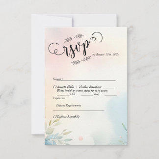 Watercolor Brushstrokes & Script: Minimalist RSVP