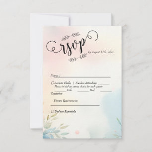 Watercolor Brushstrokes & Script: Minimalist RSVP Card
