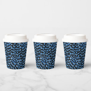 Watercolor brushstrokes Shibori blue on black Paper Cups