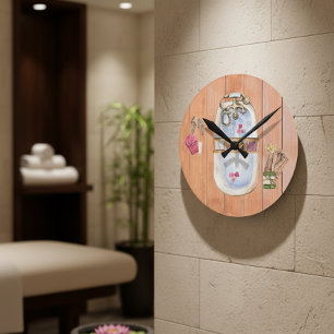 Watercolor Bubble Bath Bathroom Round Clock