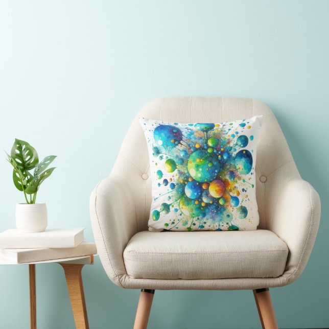 Watercolor Bubble Burst Throw Pillow (Chair)