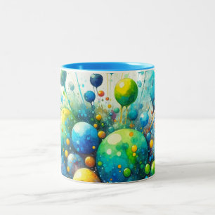Watercolor Bubble Burst Two-Tone Coffee Mug