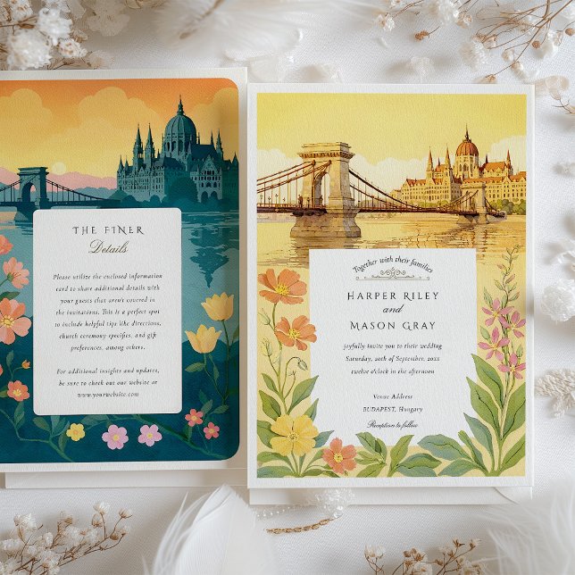 Watercolor Budapest Hungary Wedding Invitation (Creator Uploaded)