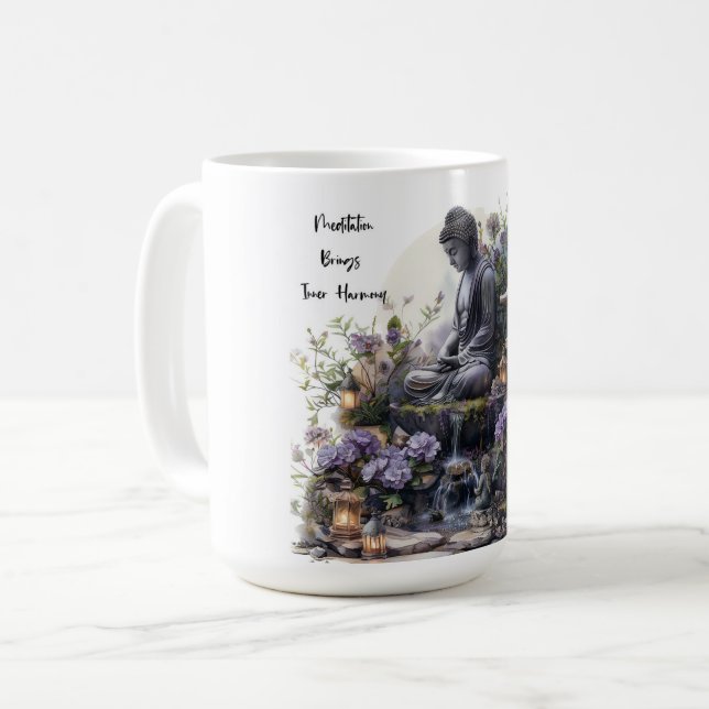 Watercolor Buddha Garden Harmony Mug (Front Left)