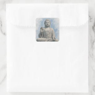 Watercolor Buddha Statue Zen – Spiritual Decor Square Sticker