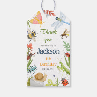 Watercolor Bugs & Insects Birthday Party Gift Tags