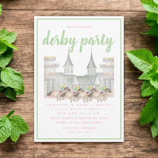 Watercolor Building Derby Party Horse Racing  Invitation
